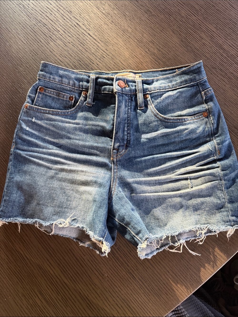 Madewell Blue Frayed Hem Denim Shorts
